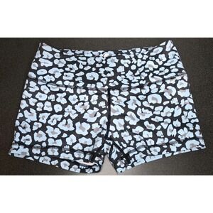FMFM Feed Me Fight Me Gym Athletic Workout Shorts Leopard Blue Print XS Crossfit